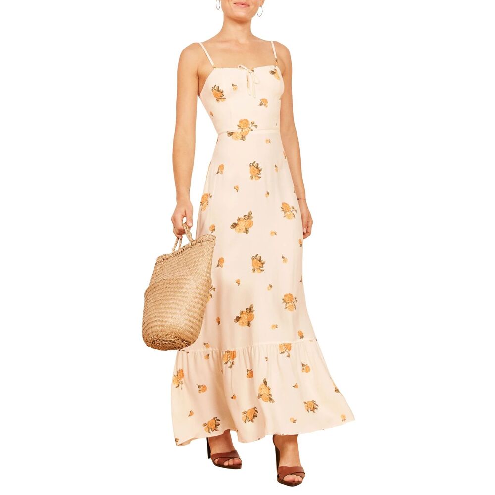 Reformation Prairie Dress Maxi Boho Cottagecore Romantic Floral Size L 10